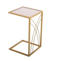 طقم طاولة تقديم لون ذهبي سطح زجاج بني شفاف