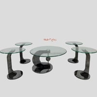 طقم طاولات استيل + زجاج 5