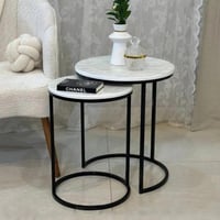 طقم طاولتين بسطح خشبي