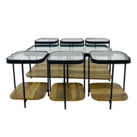 طقم طاولة شاي مودرن بيضاوية دورين سطح زجاج