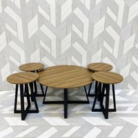 طقم طاولات 4×1 لون بني خشب