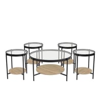 طقم طاولات قهوة خشب مع زجاج :SHML-C159