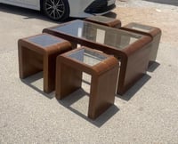 طقم طاولة تقديم مع 4 طاولات خدمة - بديل الرخام