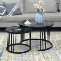 طقم طاولتين صاج لون أسود زجاج أسود