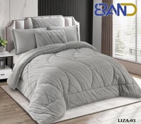 مفرش نفر ونص شتوي وجهين مخمل وفرو 4 قطع حشو كامل