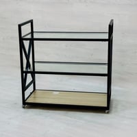 عربية تقديم خشب مع زجاج