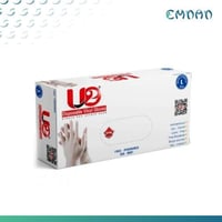 قفاز U2 فينيل بدون بودر أبيض L بوكس 70 حبة