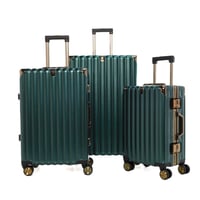 طقم شنط سفر 3 قطع ألمنيوم بإطار ذهبي مع هوك تعليق...