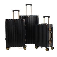 طقم شنط سفر 3 قطع ألمنيوم بإطار ذهبي مع هوك تعليق...