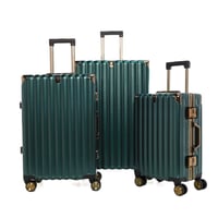 طقم شنط سفر 3 قطع ألمنيوم بإطار ذهبي مع هوك تعليق...