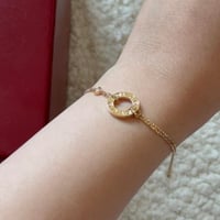 سوارة لوف دبل سلسلتين مرصعة بألماس ذهب اصفر