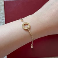 سوارة لوف دبل سلسلتين مرصعة بألماس ذهب اصفر