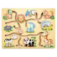 لعبة توصيل رؤوس الحيوانات الخشبية