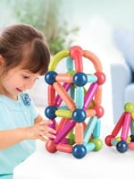 لعبة تركيب أعواد مغناطيسية وكرات بناء -64 قطعة لتط...