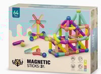 لعبة تركيب أعواد مغناطيسية وكرات بناء -64 قطعة لتط...