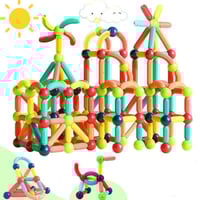 لعبة تركيب أعواد مغناطيسية وكرات بناء -64 قطعة لتط...
