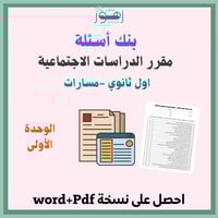بنك اسئلة -مقرر الدراسات الاجتماعية -اول ثانوي مسا...