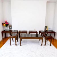 طقم طاولة ضيافة سطح زجاج شفاف مع 6 خدمة