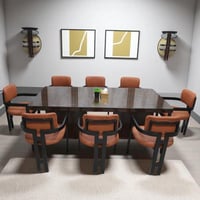 طاولة طعام قشرة جوز مع 8 كراسي قاعدة الكرسي حديد