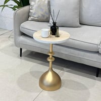 طاولة خدمة جانبية بسطح بديل الرخام وقاعدة ذهبية من...