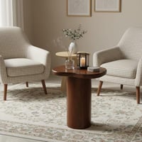 طاولة جانبية خشبية "غيمة" لون جوزي (بني متوسط)