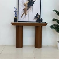 طاولة مدخل كونسول بقاعدة بنية أسطوانية وسطح بديل ا...