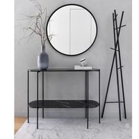 طاولة مدخل كونسول سوداء دورين بتصميم بيضاوي وسطح ب...