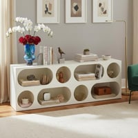 وحدة رفوف ديكورية بيضاء بتقسيمات بيضاوية – طول 160...