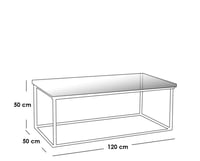 طاولة قهوة مستطيلة سطح زجاج شفاف وإطار معدني ذهبي...