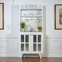 ركن كوفي تصميم أنيق بابين زجاج شفاف مع رفوف لون أب...