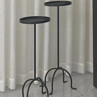 طقم طاولات خدمة معدنية بقوائم منحنية ولون أسود مطف...