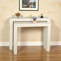 طقم طاولات مدخل كونسول خشبية بيضاء متداخلة (قطعتين...