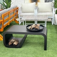 طاولة منقل ديكور 120 سم تصميم منحني – صاج أسود مع...