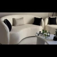 كنبة بوكليه منحنية 2 متر لون أوف وايت مع وسائد ديك...