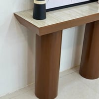 طاولة مدخل كونسول بقاعدة بنية أسطوانية وسطح بديل ا...