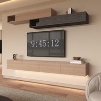 طقم طاولة تلفزيون معلقة مع وحدات رفوف جدارية لون خ...