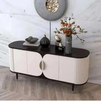 طاولة تلفزيون بلون بني وبيج مع أبواب تخزين – طول 1...