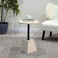 طاولة خدمة جانبية بديل حجر (بيج كريمي) وعمود أسود