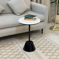 طاولة خدمة جانبية سطح بديل رخام وقاعدة مخروطية سود...