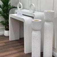 طقم طاولات مدخل كونسول خشبية عدد 2 لون أبيض بملمس...