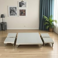 طقم طاولات ضيافة أرضية (طبلية) 5 قطع خشب رمادي منق...