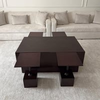 طقم طاولات ضيافة 5 قطع من خشب السنديان - 120×70 سم