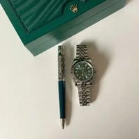 طقم ساعة رولكس + قلم كارتير لون أخضر