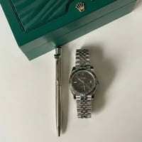 طقم ساعة رولكس + قلم كارتير لون رمادي