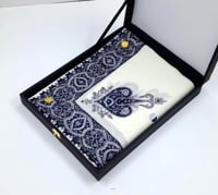 شال كشميري رجالي نقشة عريضة كحلي