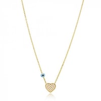 سلسال مع تعليقة القلب المرصع بأحجار الزركون وعقدة...