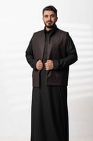 سديري دبل فيس جوخ مع قماش خلية بني xرمادي