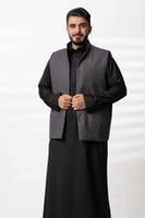 سديري دبل فيس جوخ مع قماش خلية بني xرمادي