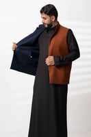 سديري دبل فيس جوخ مع قماش خلية كحلي xبني