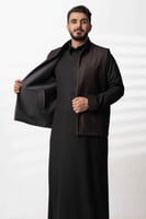 سديري دبل فيس جوخ مع قماش خلية بني xرمادي